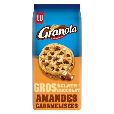 Granola extra cookies gros éclats de chocolat et amandes caramélisées, Lu (184 g)