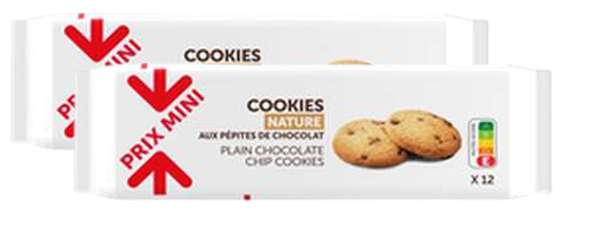 Cookies nature pépites chocolat, Prix mini (Lot de 2 x 200 g)