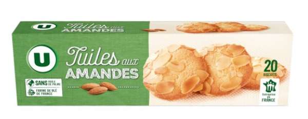 Tuiles aux amandes, U (100 g)