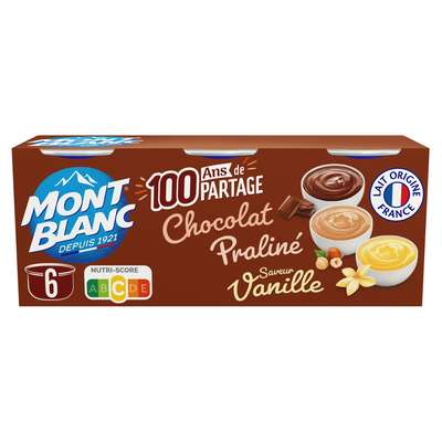 Crèmes dessert multivariétés, Mont Blanc (6 x 125 g)