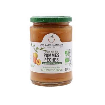 Purée pommes- pêches BIO, Coteaux Nantais (360 g)