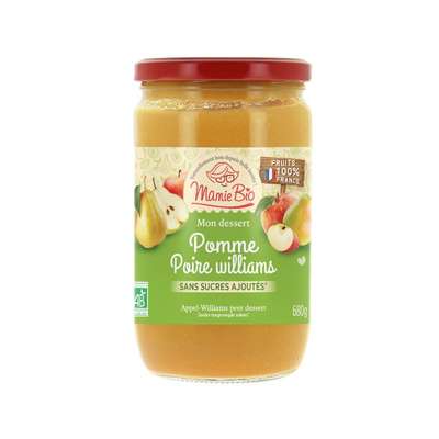 Dessert pomme poire william BIO, Mamie Bio (680 g)