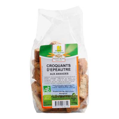 Croquants d'épeautre aux amandes BIO, Moulin des Moines (175 g)