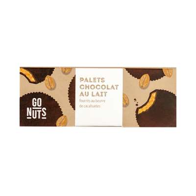 Palet chocolat au lait fourré au beurre de cacahuète BIO, Go Nuts (34 g)