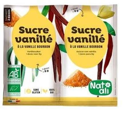 Sucre vanillé BIO en sachet, Natali (x 2 sachets, 16 g)