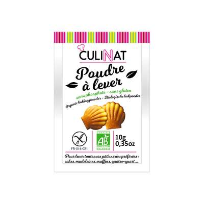 Poudre à lever sans phosphate et sans gluten BIO, Culinat (8 x 10 g)