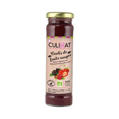 Coulis de fruits rouges fraise, framboise, cerise griotte BIO, Culinat (160 g)