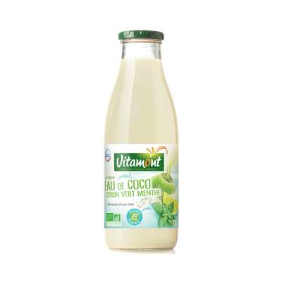 Eau de coco citron vert, menthe BIO, Vitamont (75 cl)