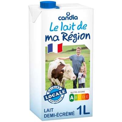 Lait demi-écrémé UHT de ma région, Candia (1 L)