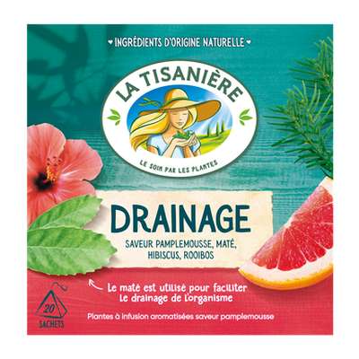 Infusion drainage pamplemousse et maté, La Tisanière (x 20 sachets)