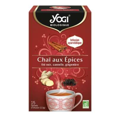 Thé noir Chaï aux épices BIO, Yogi (x 15 sachets )
