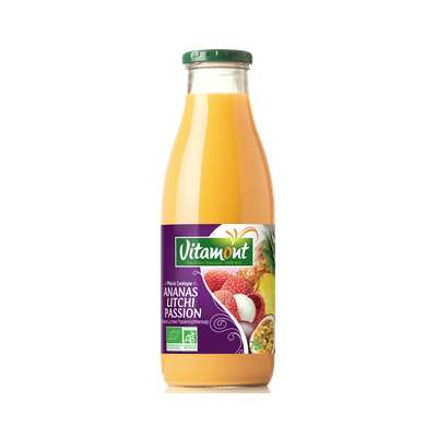 Cocktail ananas, litchi, passion BIO, Vitamont (75 cl)
