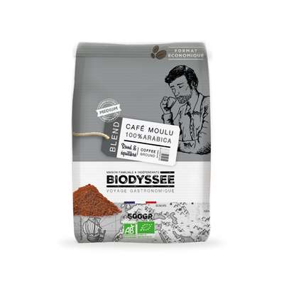 Café 100% arabica moulu médium BIO, Biodyssée (500 g)