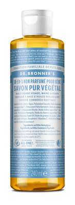 Savon liquide 18 en 1 - Non parfumé pour bébé, Dr Bronner's (240ml)