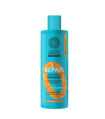 Shampoing Repair Kératine à l'argousier cheveux secs et abimés, Natura Siberica (400 ml)