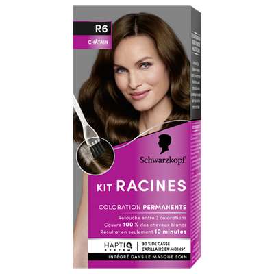 Coloration permanente 6 châtain naturel - Kit racine, Schwarzkopf (70g)
