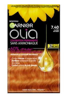 Cheveux Permanente Sans Amoniaque 7.40 Cuivré Intense OLIA, Garnier