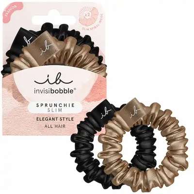 Elastique cheveux SPRUNCHIE Slim True Golden, Invisibobble (x2)