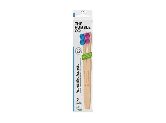 Brosse à dents Bambou AD Soft - Pack de 2 (Bleu-Rose), The Humble co