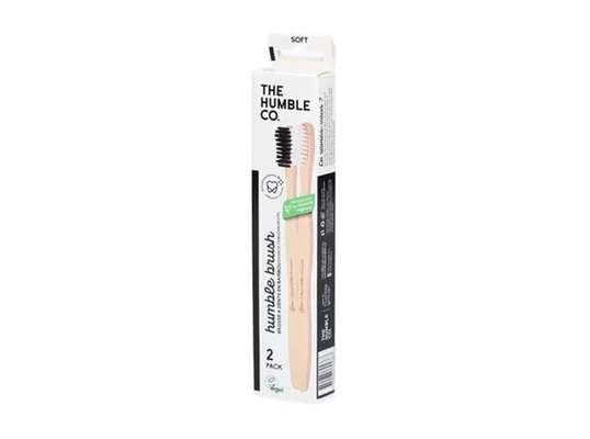 Brosse à dents Bambou AD Soft - Pack de 2 (Blanc-Noir), The Humble co