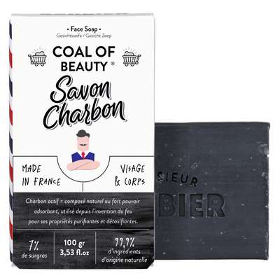 Savon solide Visage & Corps Charbon, Monsieur Barbier (100 g)
