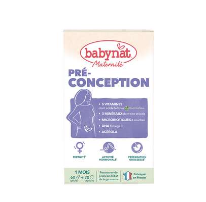 Complément Alimentaire Préconception - 1 mois, Babynat Maternité (60 gélules + 30 capsules)