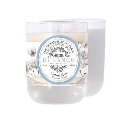 Bougie naturelle parfumée Coton Musc, Durance (180 g)