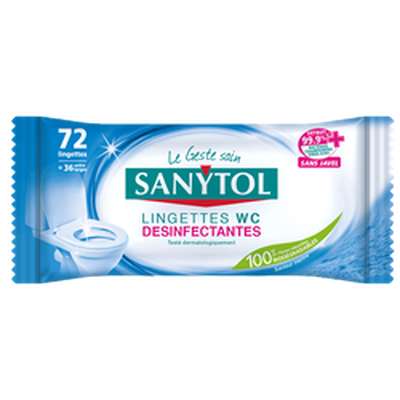Lingettes désinfectantes WC, Sanytol (x 72)