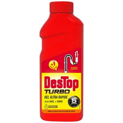 Gel déboucheur Turbo super concentré, Destop (500 ml)