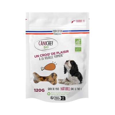 Friandise chien plaisir à la volaille BIO, Canichef (120 g)