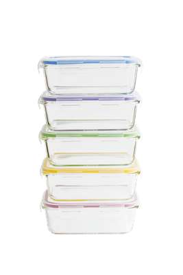 Set batchcooking de 5 boîtes rectangulaires verre/pp - 850 ml, Pebbly