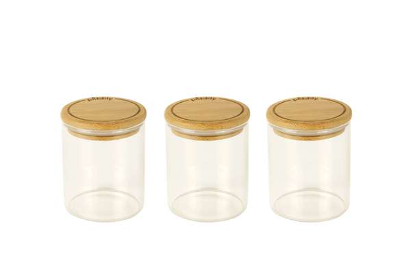 Set de 3 boîtes en verre à épices et condiments rondes, Pebbly (180 ml)