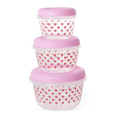 Lot de 3 boîtes de conservation rondes roses, Rice (x 3)