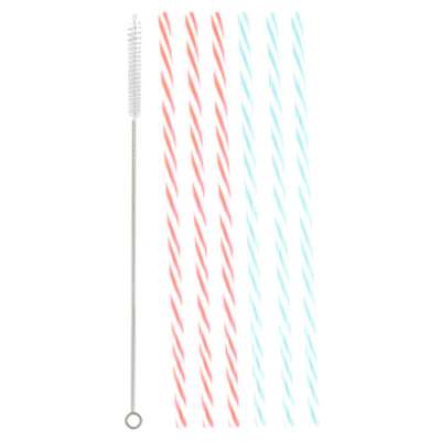 Pailles avec leur brosse de nettoyage aux coloris assortis (x 2)