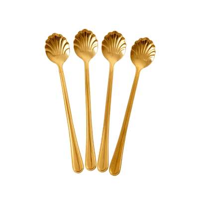 Set de 4 cuillères à glaces ou confiture or en coquillage, Rice (x 4)