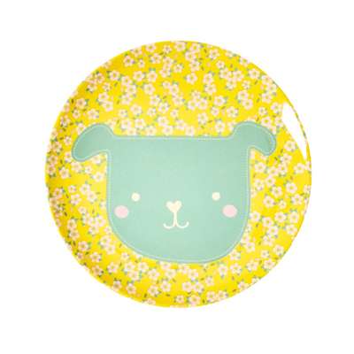 Assiette mélamine Chien sur Liberty, Rice