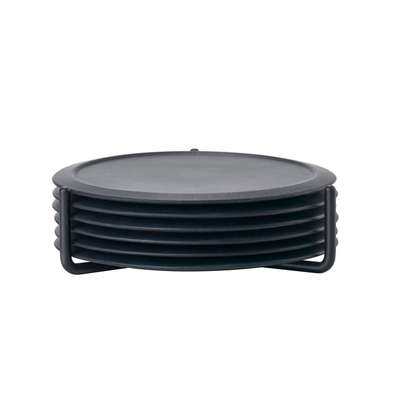 Dessous de verre avec support - noir, ZoneDemark (x 6)