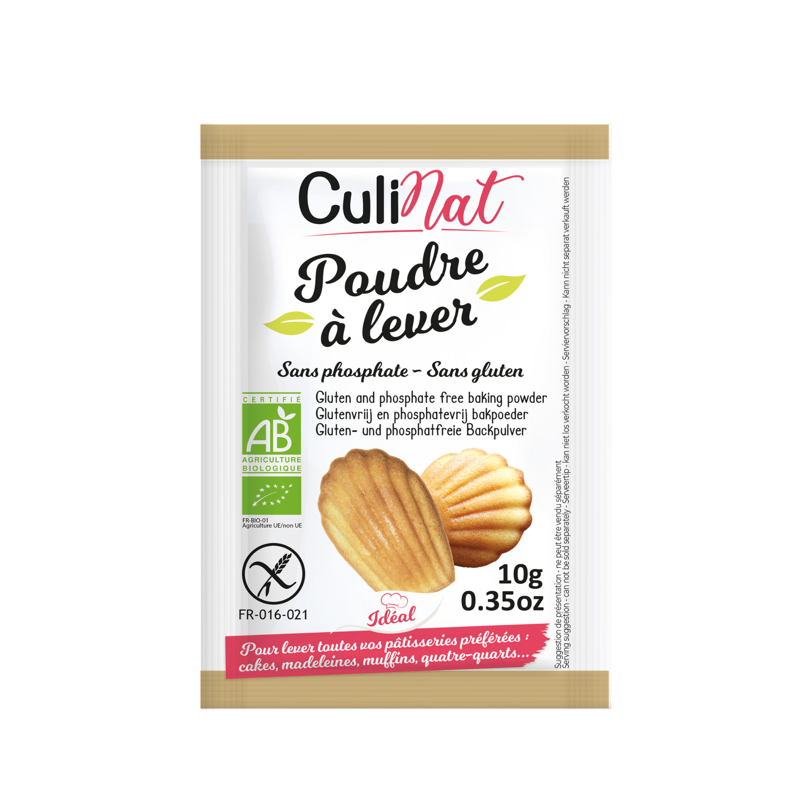 Poudre à lever sans phosphate et sans gluten bio - 8x10g