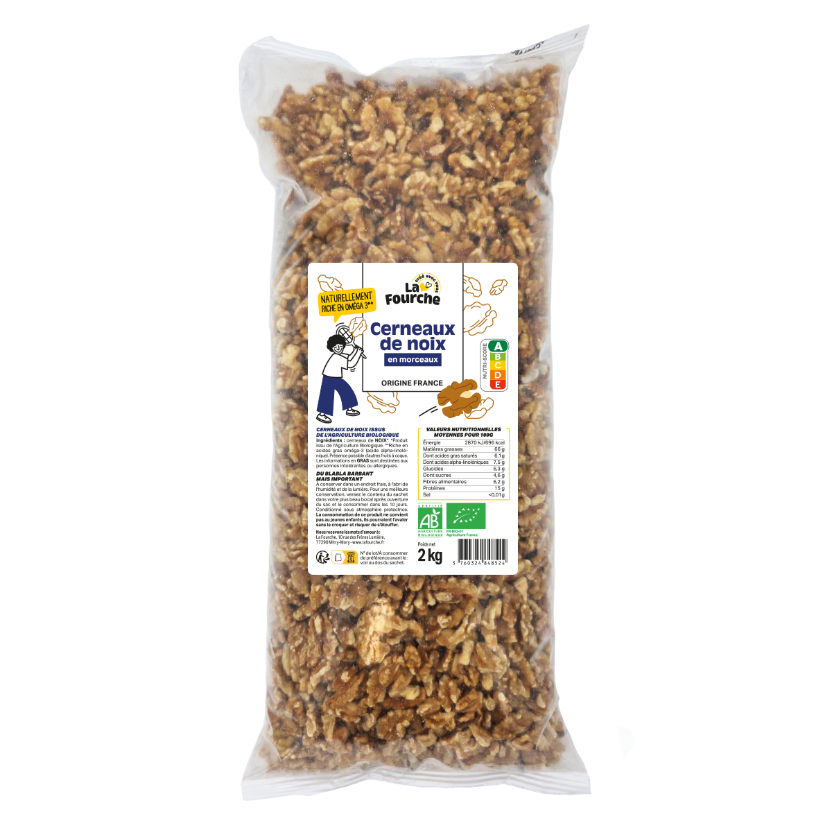 Cerneaux de noix en morceaux bio origine France