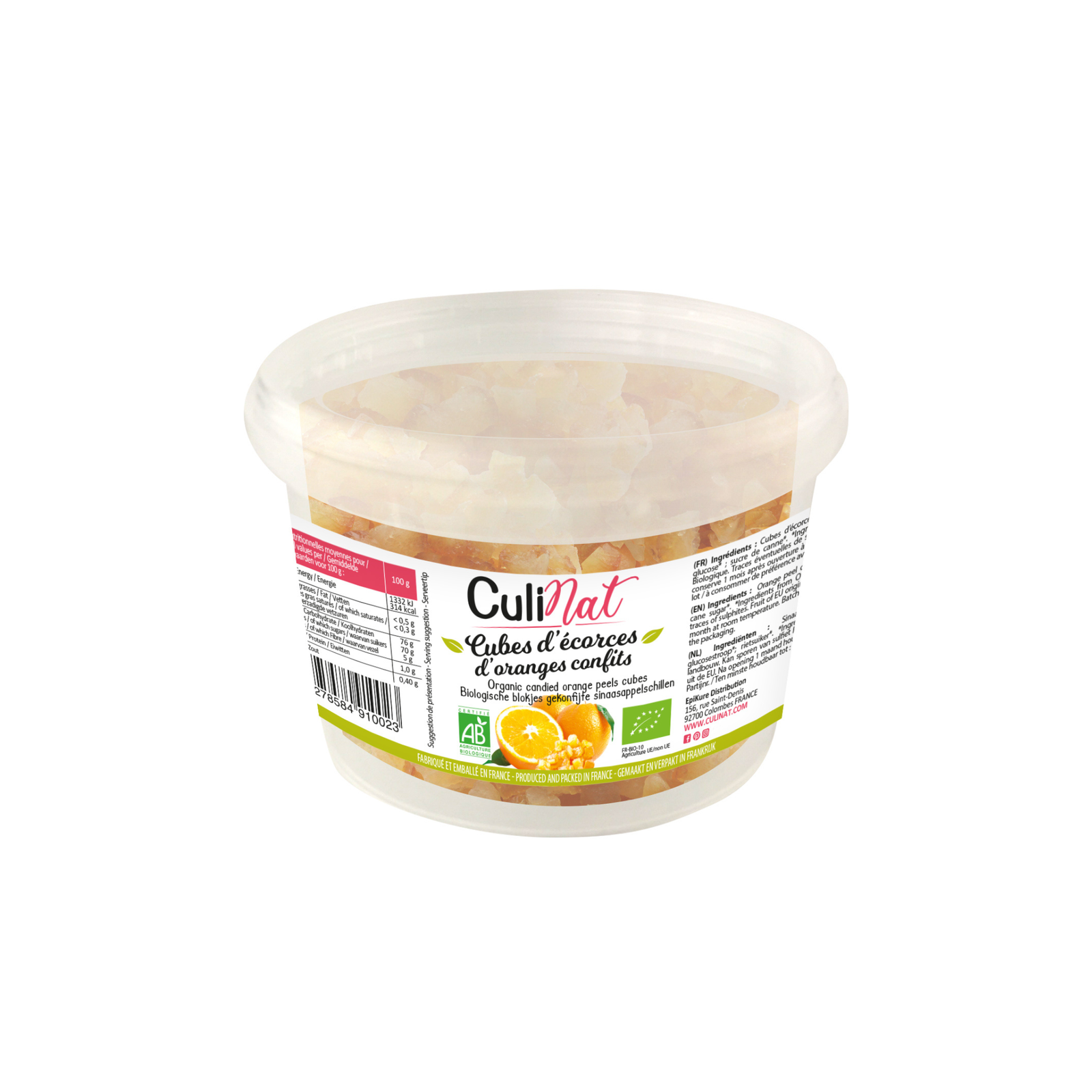 Cubes d'écorces d'orange confits bio