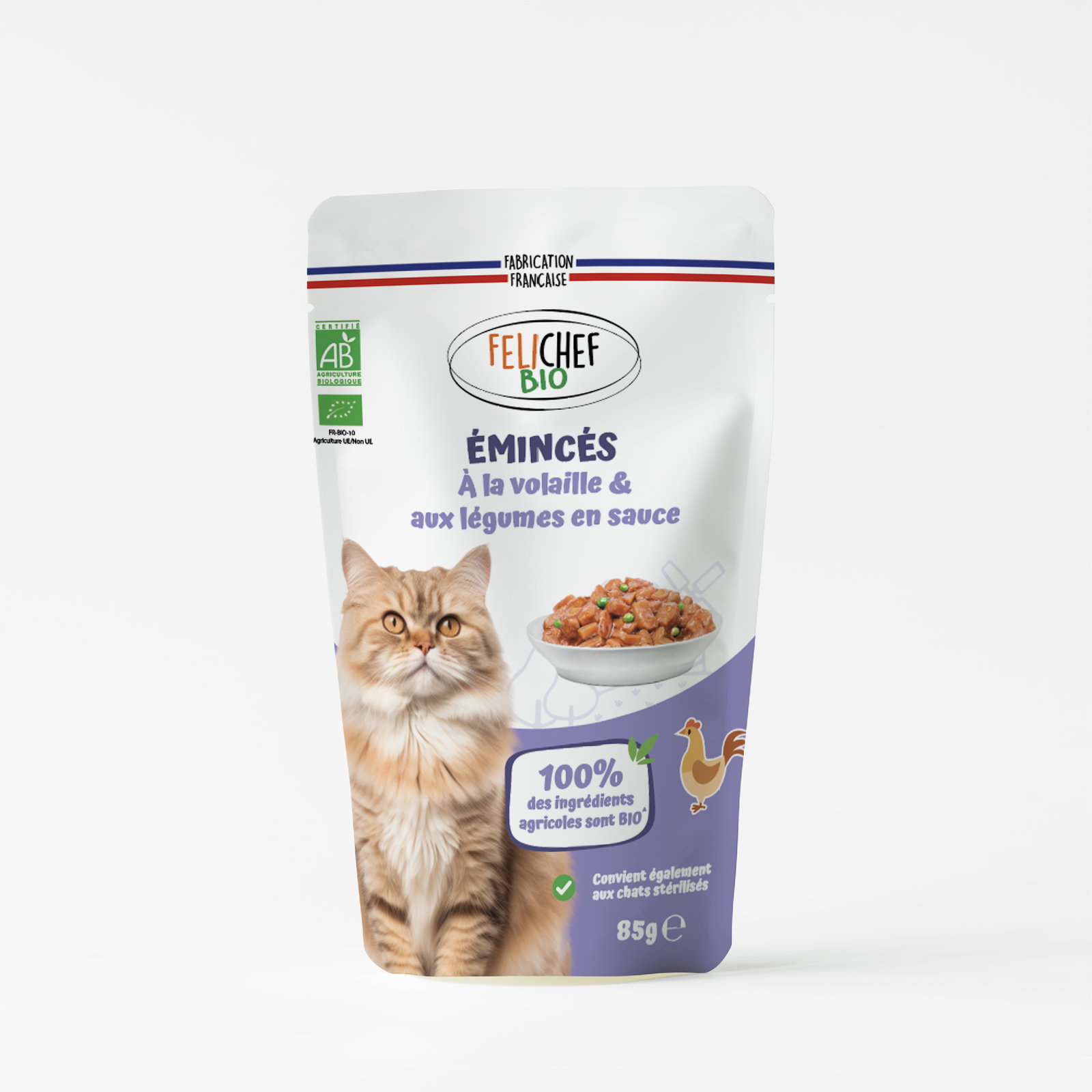 Pochons x12 emincé chat à la volaille bio