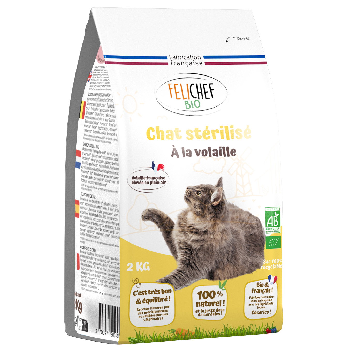 Croquette chat adulte stérilisé bio