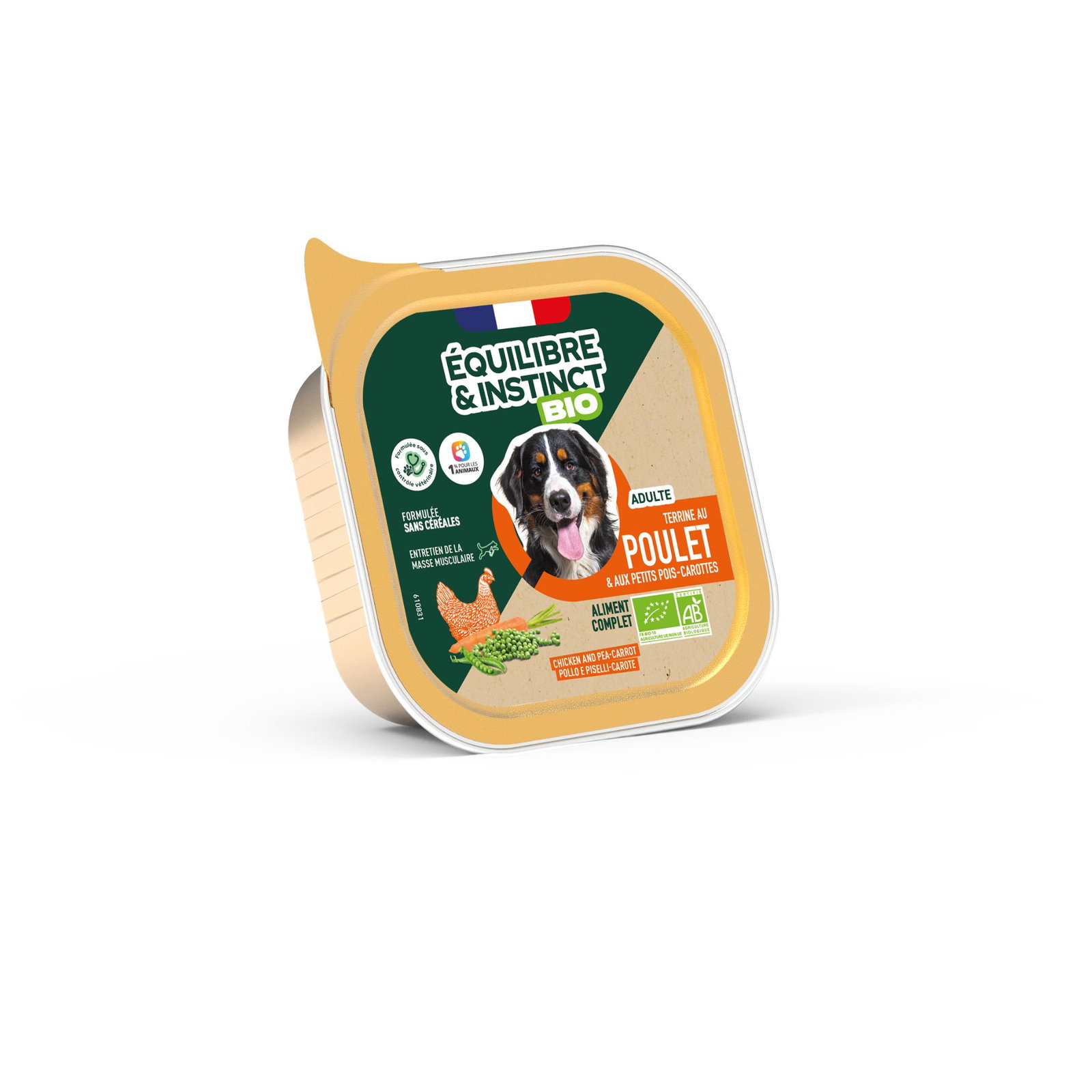 Terrine pour chien adulte poulet bio