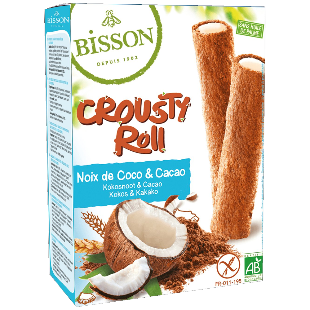 Biscuits fourrés crousty roll coco cacao bio