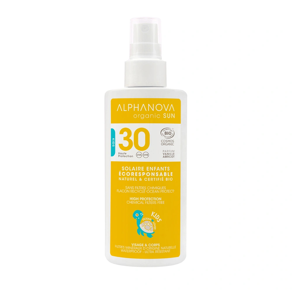 Spray solaire enfants SPF30 certifié Cosmos Organic
