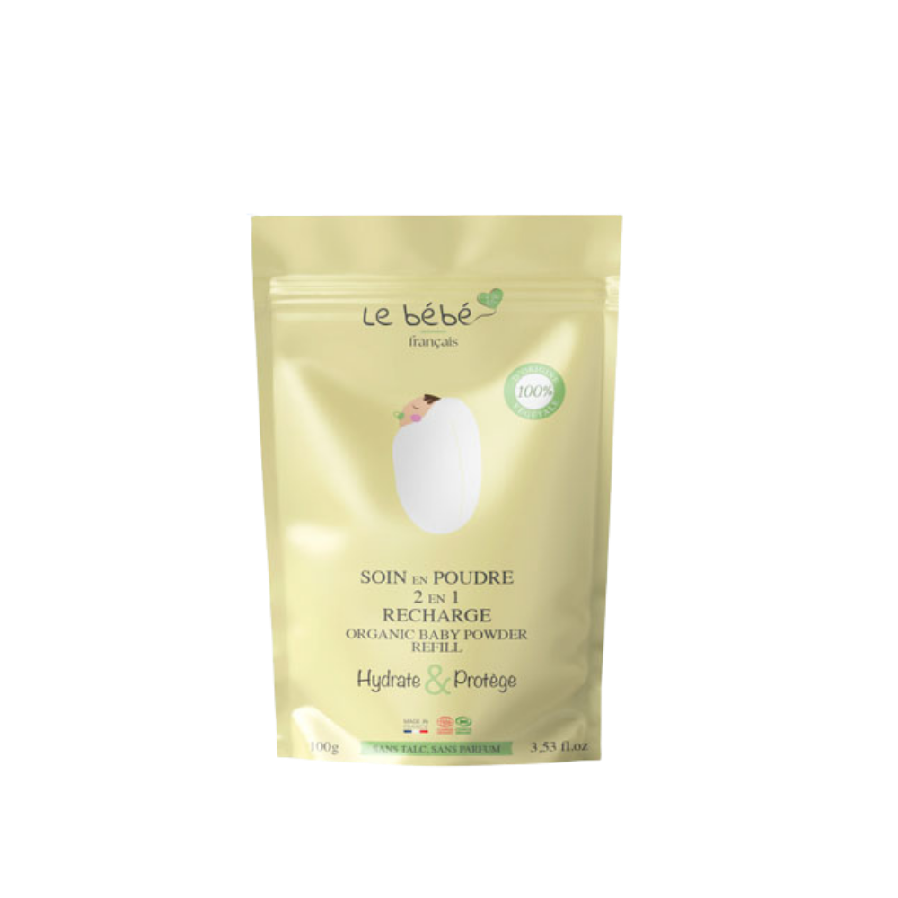 Soin en poudre 2 en 1 pour bébé sans talc certifié Cosmos Organic