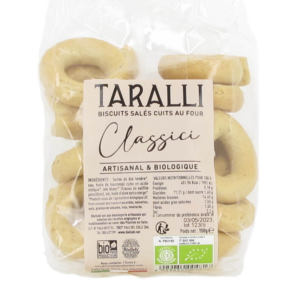 Biscuits apéritifs taralli classici nature bio