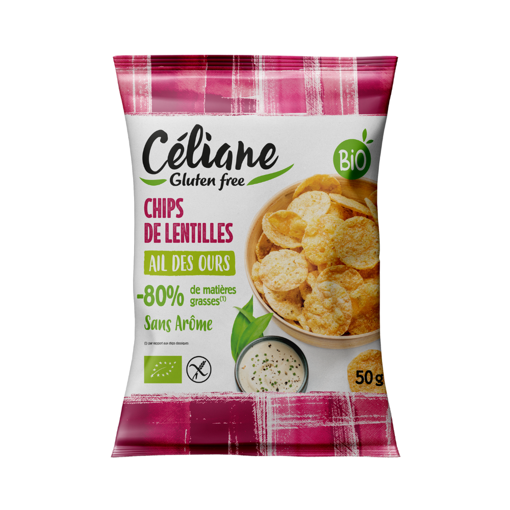 Chips de lentilles ail des ours sans gluten bio