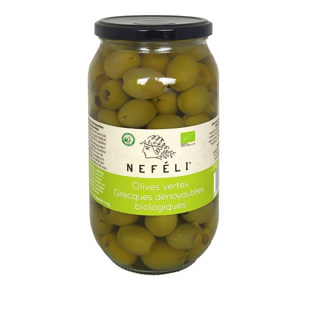 Olives vertes dénoyautées bio