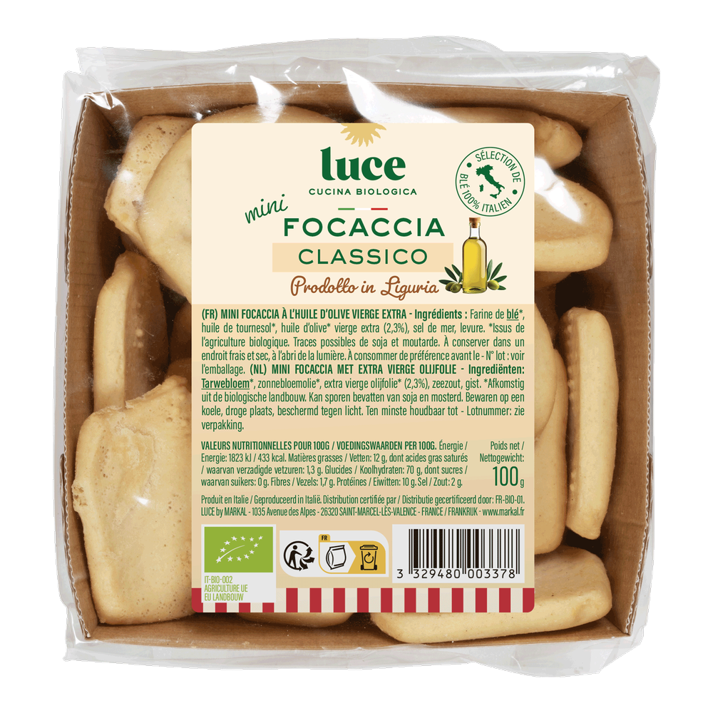 Mini focaccia à l'huile d'olive vierge extra bio